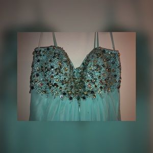 Long beautiful turquoise dress